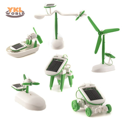 6 in 1 Solar Power Robot Kit DIY Assemble Gadget Airplane Boat Car Train Model