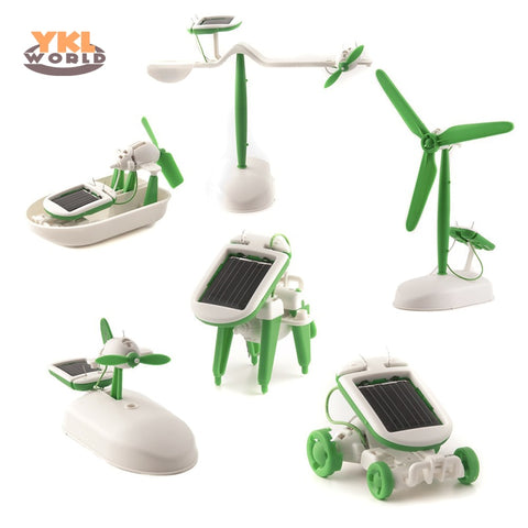 6 in 1 Solar Power Robot Kit DIY Assemble Gadget Airplane Boat Car Train Model