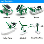 6 in 1 Solar Power Robot Kit DIY Assemble Gadget Airplane Boat Car Train Model