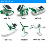 6 in 1 Solar Power Robot Kit DIY Assemble Gadget Airplane Boat Car Train Model